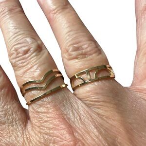 2 Piece Gold Tone Adjustable Ring Set